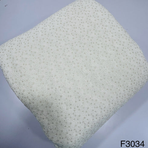 Dyeable Thread Sequins Embroidered Georgette Fabric - F3034