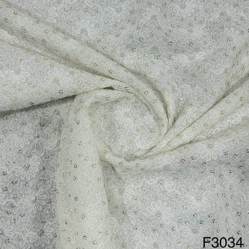 Dyeable Thread Sequins Embroidered Georgette Fabric - F3034