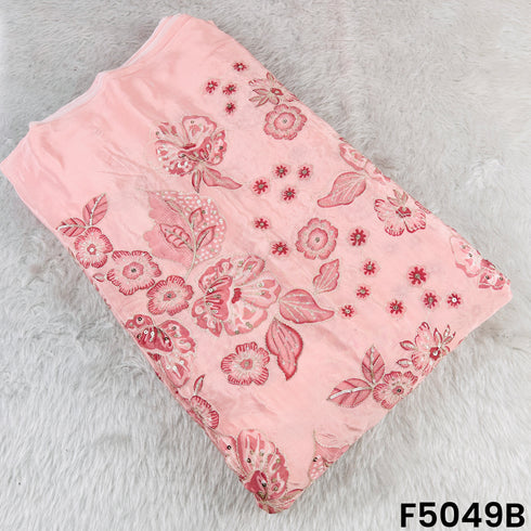 Positional print Zari Sequins Embroidered Crepe Fabric-F5049