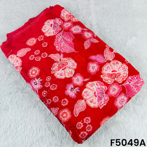 Positional print Zari Sequins Embroidered Crepe Fabric-F5049