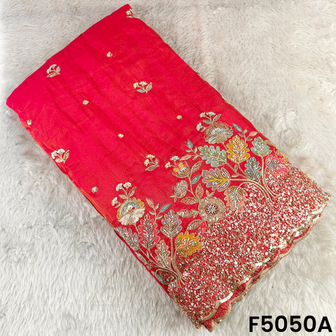 Cut Dana Thread Zari Sequins Embroidered Shimmer Tissue Fabric-F5050