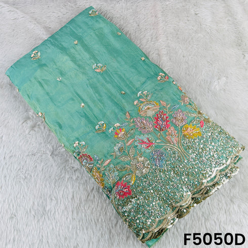 Cut Dana Thread Zari Sequins Embroidered Shimmer Tissue Fabric-F5050