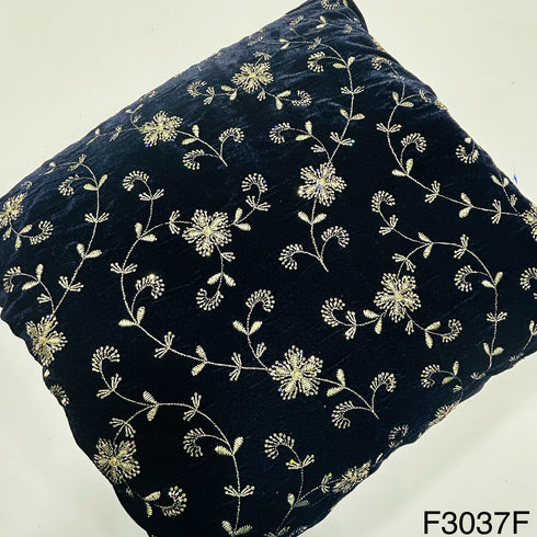 Zari Sequins Embroidered Velvet Fabric-F3037