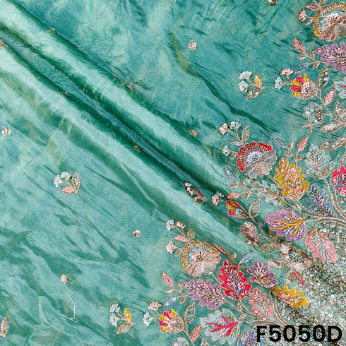 Cut Dana Thread Zari Sequins Embroidered Shimmer Tissue Fabric-F5050