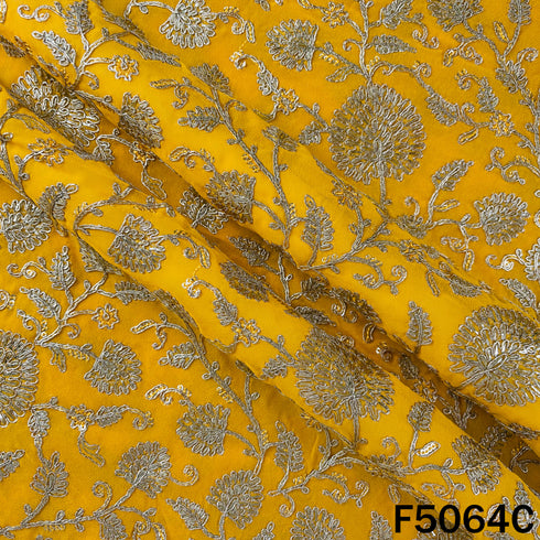 Zari Sequins Embroidered Georgette Fabric-F5064