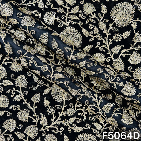 Zari Sequins Embroidered Georgette Fabric-F5064