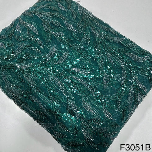 Cut Dana Work Thread Sequins Embroidered Net Fabric - F3051