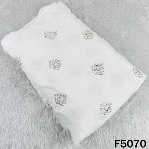 Dyeable Cut Dana Thread Work Chinnon Chiffon Fabric-F5070