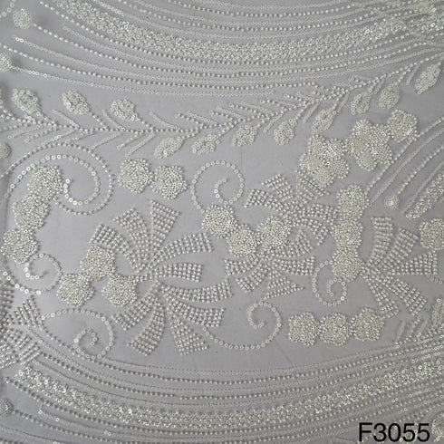 Cut Dana Work Sequins Embroidered Net Fabric-F3055