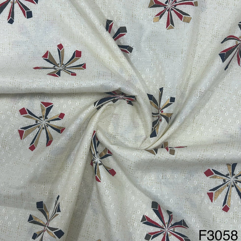 Foil Printed Rayon Cotton Fabric-F3058