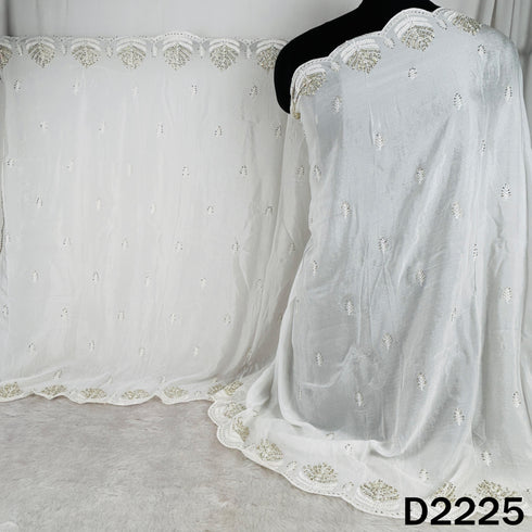 Dyeable Cut Dana Thread Work Chinon Chiffon Dupatta-D2225