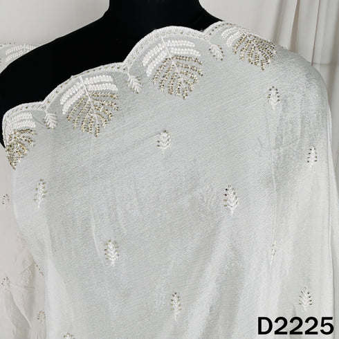 Dyeable Cut Dana Thread Work Chinon Chiffon Dupatta-D2225