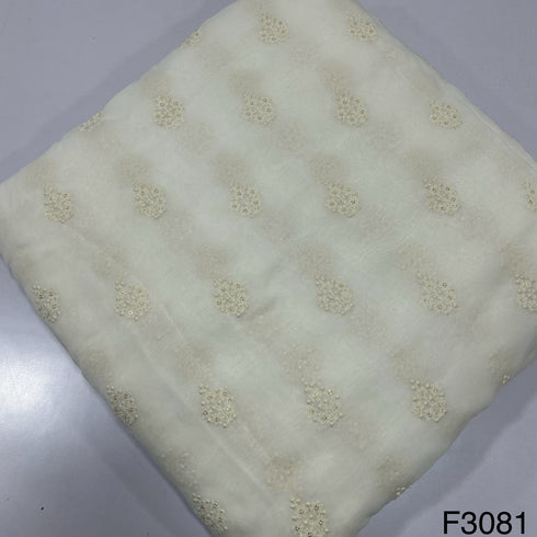 Dyeable Thread Sequins Embroidered Georgette Fabric-F3081