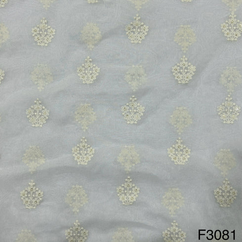 Dyeable Thread Sequins Embroidered Georgette Fabric-F3081