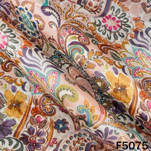 Digital Print Upada Silk Fabric-F5075
