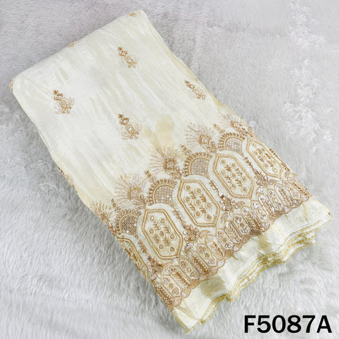 Dyeable Cut Dana Zari Sequins Embroidered Shimmer Tissue Fabric-F5087