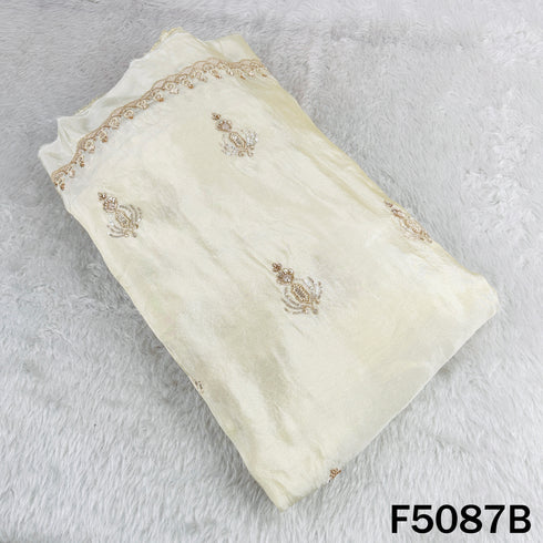 Dyeable Cut Dana Zari Sequins Embroidered Shimmer Tissue Fabric-F5087