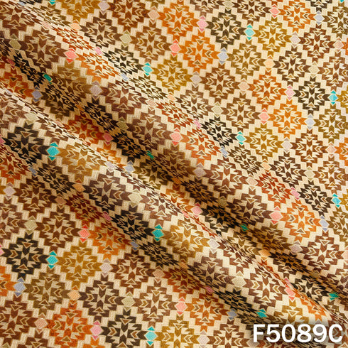 Zari Work Dola Silk Fabric-F5089