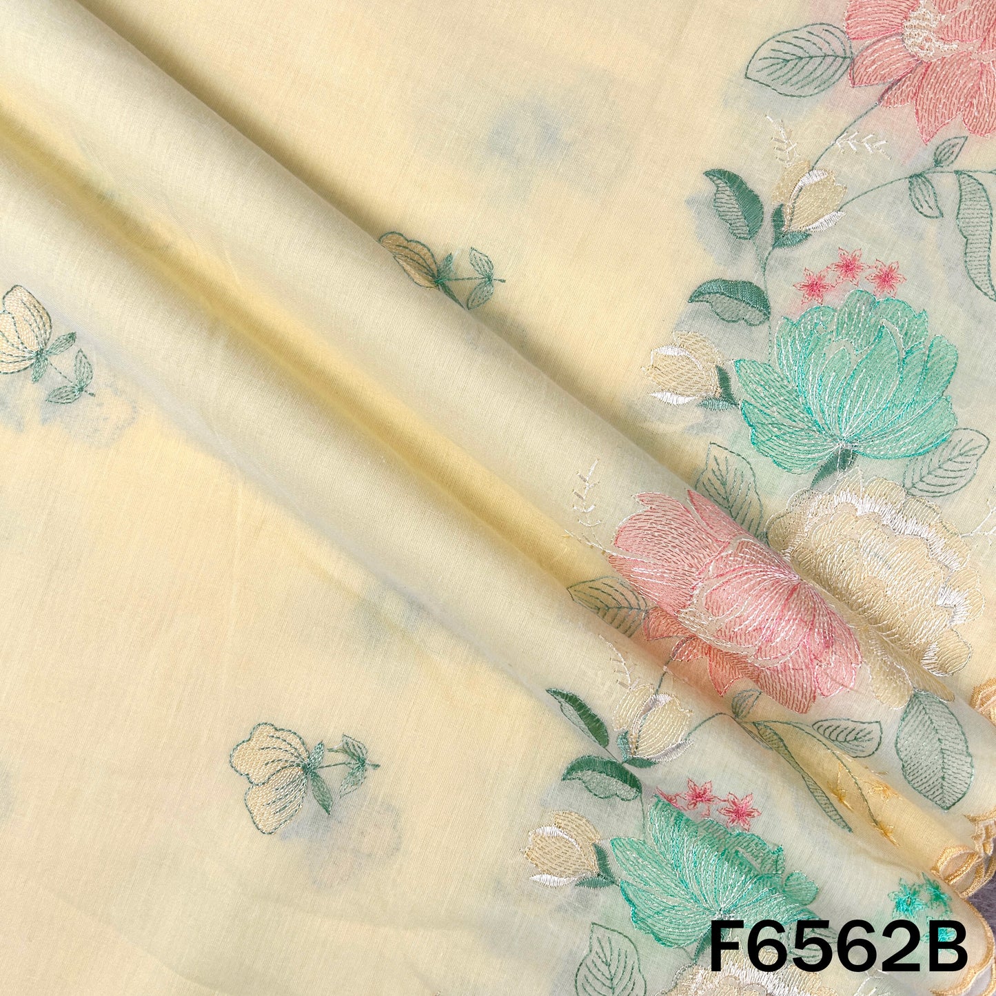 Thread Embroidered Cotton Fabric - F6562