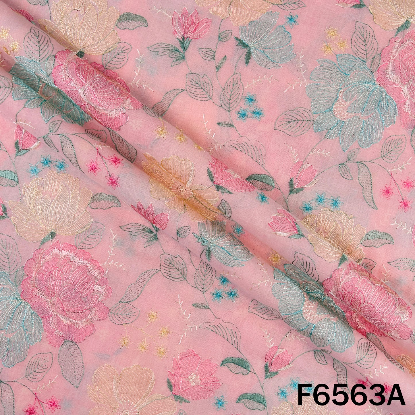 Thread Embroidered Cotton Fabric - F6563