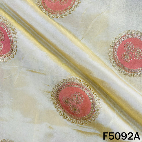 Dyeable Zari Patch Work Shimmer Tissue Fabric - F5092