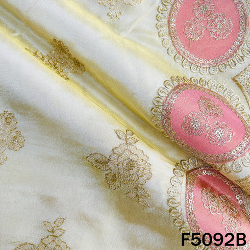 Dyeable Zari Patch Work Shimmer Tissue Fabric - F5092