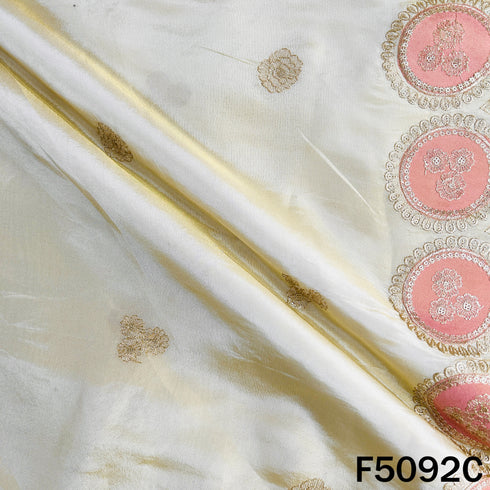 Dyeable Zari Patch Work Shimmer Tissue Fabric - F5092