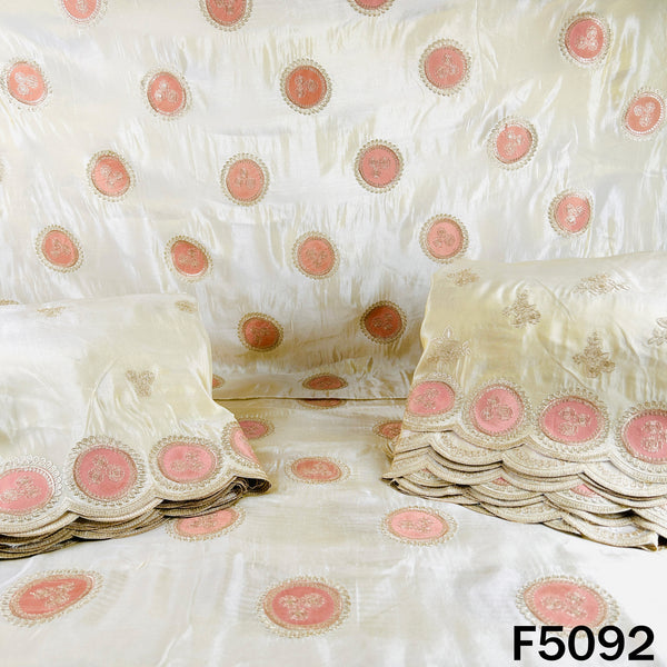 Dyeable Zari Patch Work Shimmer Tissue Fabric - F5092