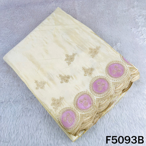 Dyeable Zari Patch Work Shimmer Tissue Fabric - F5093