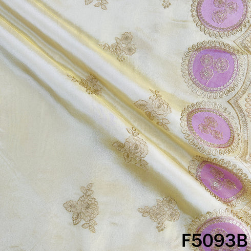 Dyeable Zari Patch Work Shimmer Tissue Fabric - F5093