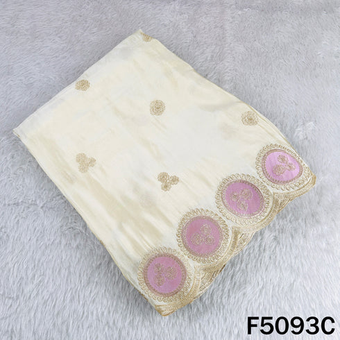 Dyeable Zari Patch Work Shimmer Tissue Fabric - F5093