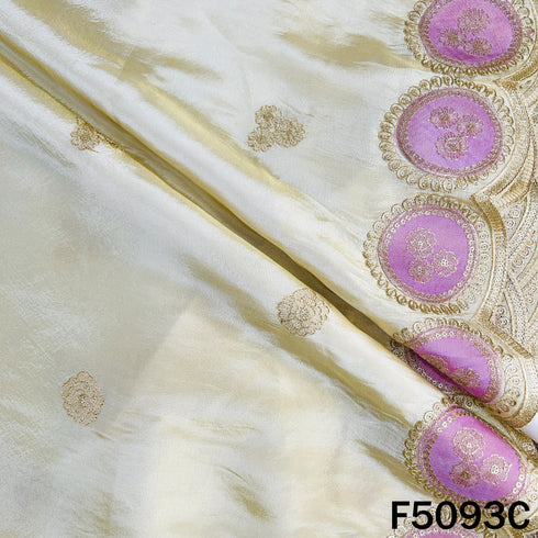 Dyeable Zari Patch Work Shimmer Tissue Fabric - F5093