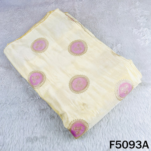 Dyeable Zari Patch Work Shimmer Tissue Fabric - F5093