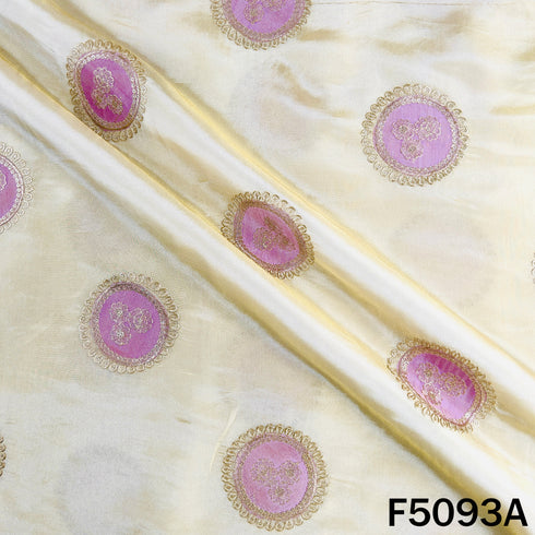 Dyeable Zari Patch Work Shimmer Tissue Fabric - F5093