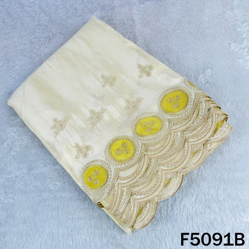 Dyeable Zari Patch Work Shimmer Tissue Fabric-F5091