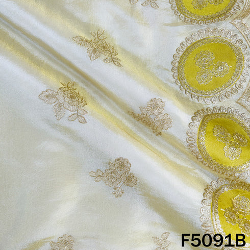 Dyeable Zari Patch Work Shimmer Tissue Fabric-F5091