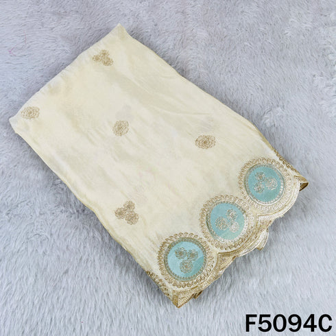 Dyeable Zari Patch Work Shimmer Tissue Fabric-F5094