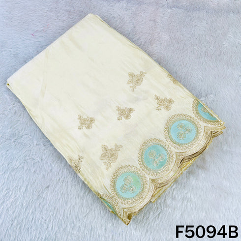 Dyeable Zari Patch Work Shimmer Tissue Fabric-F5094