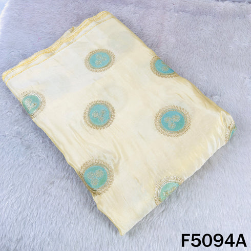 Dyeable Zari Patch Work Shimmer Tissue Fabric-F5094