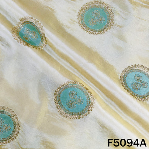 Dyeable Zari Patch Work Shimmer Tissue Fabric-F5094