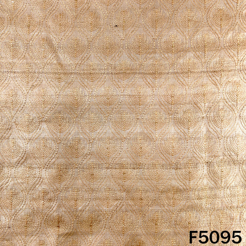 Thread Sequins Embroidered Tussar Silk Fabric - F5095