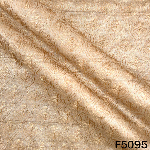 Thread Sequins Embroidered Tussar Silk Fabric - F5095