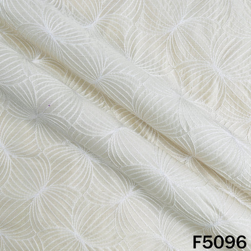 Thread Embroidered Chanderi Silk Fabric - F5096