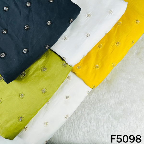 Thread Sequins Embroidered Cotton Silk Fabric - F5098