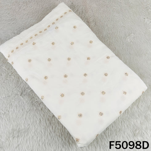 Thread Sequins Embroidered Cotton Silk Fabric - F5098