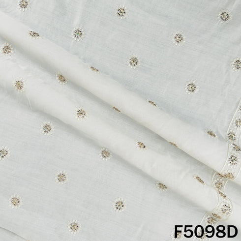 Thread Sequins Embroidered Cotton Silk Fabric - F5098