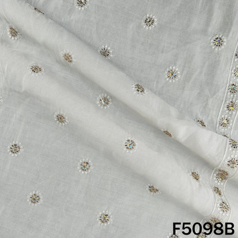 Thread Sequins Embroidered Cotton Silk Fabric - F5098