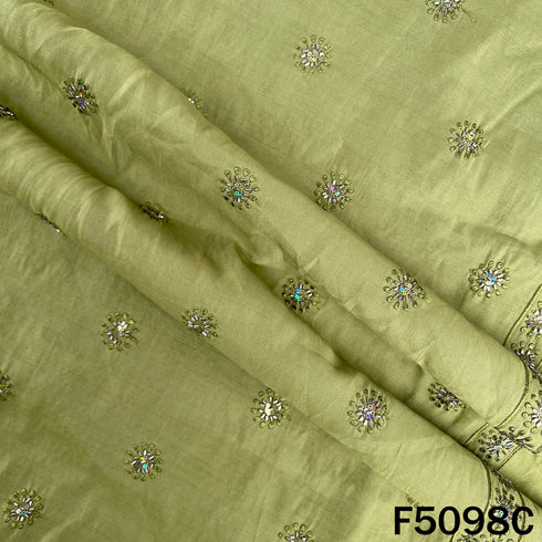 Thread Sequins Embroidered Cotton Silk Fabric - F5098
