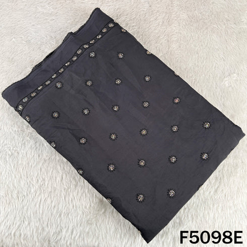 Thread Sequins Embroidered Cotton Silk Fabric - F5098