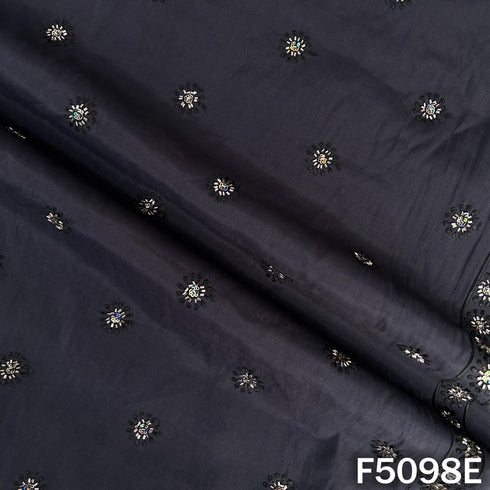Thread Sequins Embroidered Cotton Silk Fabric - F5098